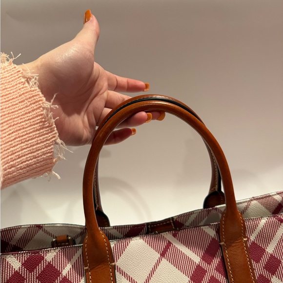 Dooney & Bourke Coated Cotton Brielle Tote in the Cranberry Plaid - Picture 6 of 11